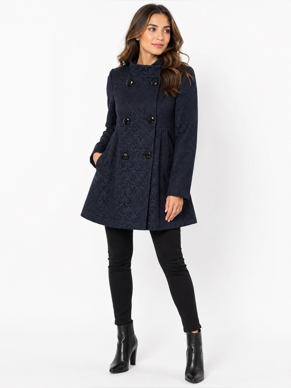 Nanette Lepore Brocade Jacquard Double Breasted Coat Size 2 Quilted Made in USA